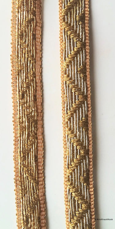 Gold/ Rose Gold Ribbon Lace Trim, Approx. 15mm wide - 200317L221/22